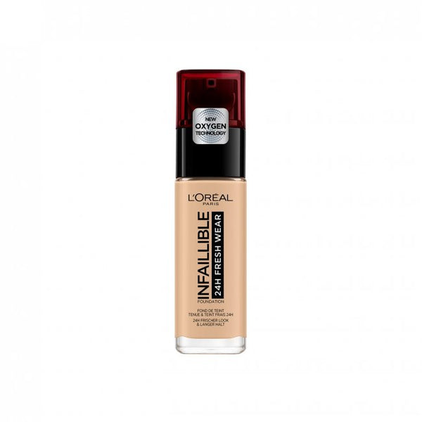 كريم أساس فريش وير يدوم 24 ساعة من لوريال - 125 ناتشورال روز  - L'Oreal Infaillible 24H Fresh Wear Foundation- 125 Natural Rose
