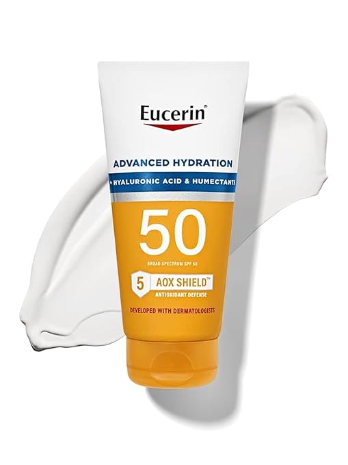 واقي من الشمس خفيف الوزن، عامل حماية من الشمس 50، Eucerin, Advanced Hydration, Lightweight Sunscreen Lotion, SPF 50,